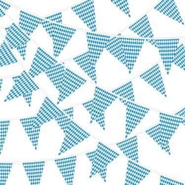 Imagem de MARFOREVER Bandeira de bandeira Oktoberfest Oktoberfest de 132 pés, 80 peças de dupla face Oktoberfest Faixa de flâmula bávara para festa de cerveja com tema de festival de outubro alemão suprimentos