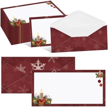 Imagem de Gersoniel 160 peças de enfeites de sinos de Natal inverno envelopes postais #10 envelopes de Natal carta de convites padrão cola fechamento de selo para férias, escritório, cartas, materiais de