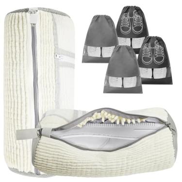 Imagem de Bolsa para máquina de lavar sapatos, Off White - Pacote com 2, 15.35''*7.48''*7.72'', Saco para lavar sapatos na máquina de lavar
