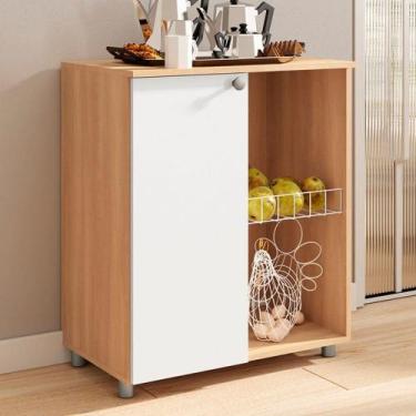 Imagem de Armário de Cozinha com Fruteira âmbar 1 Porta Freijó/Branco - Telasul,