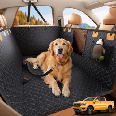 Imagem de Lamicall Capa de assento de carro para cachorro para banco traseiro - [Atualizado antirasgado] Extensor de banco traseiro para cães, fundo rígido, rede impermeável para cães para carro com janela de