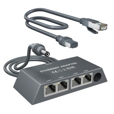 Imagem de Adaptador Ethernet Starlink de 4 portas para geração 3 e mini com cabo Ethernet de 1,6 m, adaptador de rede com fio de 1 Gbps com 4 portas RJ45 para conexão com fio Internet estável simultânea para 4