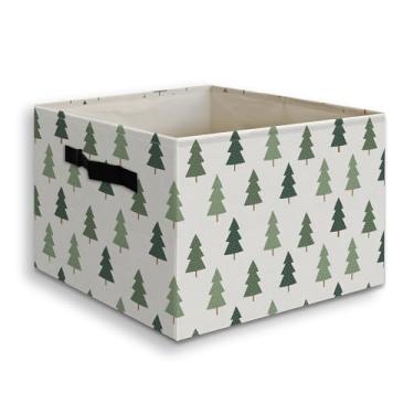 Imagem de JUIOEIU Caixa de armazenamento dobrável para árvore de Natal verde com alças, cesta organizadora dobrável de pinheiro de inverno para berçário, quarto de crianças, quarto, banheiro, roupas, brinquedos