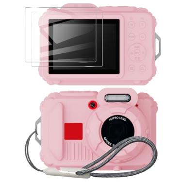 Imagem de Tedubax Capa de silicone para câmera digital pixpro wpz2 com 2 peças de protetor de tela e cordão - rosa