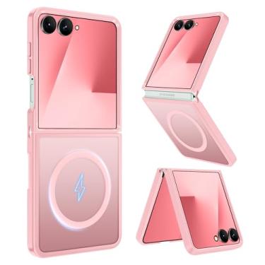 Imagem de Casewind Capa magnética para Samsung Galaxy Z Flip 7 [compatível com Magsafe] [proteção militar contra quedas de 4,6 m] Capa protetora feminina fina translúcida fosca à prova de choque para Samsung Z
