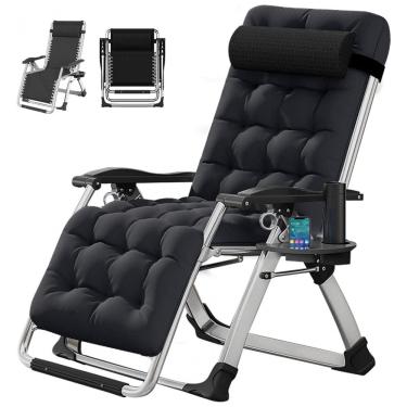 Imagem de Cadeira Reclinável Ajustável Gravidade Zero com Mesa Lateral e Almofada Removível, DoCred, Preto