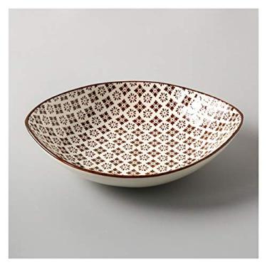 Imagem de Prato de serviço em estilo japonês prato de cerâmica doméstico personalidade criativa placa de jantar colorida sob o esmalte prato quadrado 20 centímetros prato profundo pratos de arroz (cor: 1)