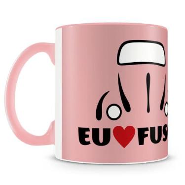 Imagem de Caneca Personalizada Eu Amo Fusca Rosa - 325ml - Amo Canecas