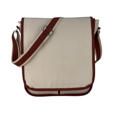 Imagem de Bolsa Transversal de Lona Resistente Estudante Trabalho Passeio Casual Masaculina Feminina (Bege)