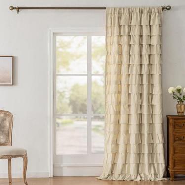 Imagem de Cortina Kotile Bege com babados 183x183cm para quarto de meninas