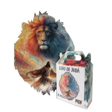 Imagem de Quebra-Cabeça Jesus Cristo E O Leão De Judá 70 Peças Em Mdf - Coleção 