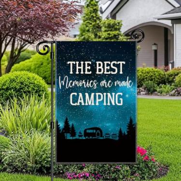Imagem de Bandeira de jardim The Best Memories, bandeiras dupla face de 30,5 x 45,7 cm para quintal ao ar livre, quinta, varanda, pátio, trailer, acampamento, fogueira, bandeiras, campista para acampamento