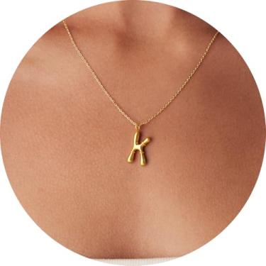 Imagem de Pingente de colar com inicial A-Z em 3D, joia de aço inoxidável personalizada, corrente ajustável, adequado para design moderno de letras femininas, F, Aço inoxidável, Sem Pedra Preciosa