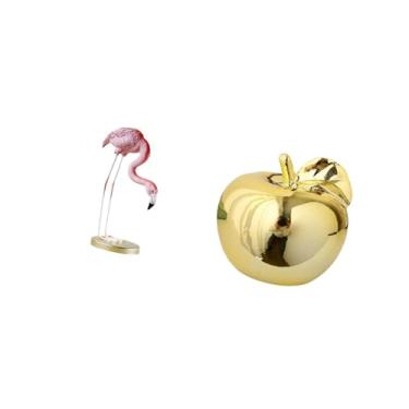 Imagem de Fenteer Escultura de Pássaro de Resina Flamingo, Estatueta de Cerâmica, Ornamento de Jardim de Arte Moderna com Suporte de Metal para Decoração de Casa, Larei