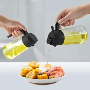Imagem de Pulverizador de óleo para cozinhar – Frasco dispensador de azeite de oliva 2 em 1, névoa de óleo de vidro de 473 ml para fritadeira a ar, salada, fritura, churrasco, frasco spray de cozinha de grau