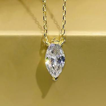 Imagem de Colar de olho de cavalo para mulheres, banhado a ouro prateado, corrente de zircônia cúbica branca, ajustável, moderno, delicado, simples, minimalista, joia presente para formatura, casamento, noivas