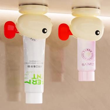 Imagem de 2 peças Espremedor de pasta de dente – Suporte de clipe dispensador de tubo de plástico para banheiro, funciona com pasta de dente, creme, tinta e cosméticos