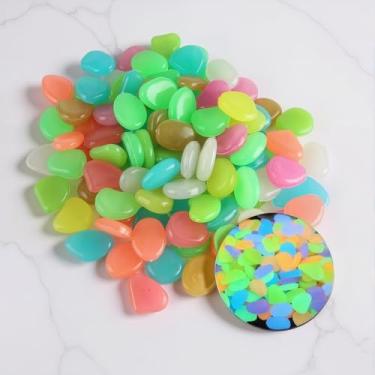 Imagem de Pedras que brilham no escuro, decoração de passarela de jardim ao ar livre, pedras decorativas, cascalho que brilha à noite, 200 peças