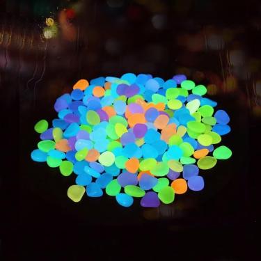 Imagem de 200 peças pedras brilhantes brilhantes pedras luminosas para decoração ao ar livre, jardim, gramado, passarela, aquário (MIX1)