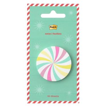 Imagem de Post-it Jingle Sticky Notes, design de doces, 4,6 cm x 4,6 cm, 1 bloco de notas pegajoso com tema natalino em forma de doce com 50 folhas