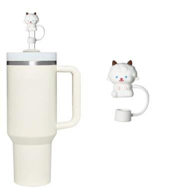 Imagem de Capa de palha de silicone de ovelha para tampa de cobertura de palha de 10 mm, tampas de cobertura de palha de animal para copo Stanley - compatível com copos de 850 g e 1,134 g, topos de palha