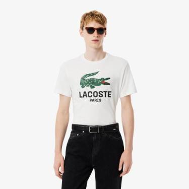 Imagem de Camiseta de Algodão Estampada - Lacoste, 2XL, Branco puro