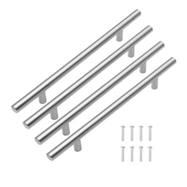Imagem de SKYPRO Pacote com 4 puxadores de armário de aço inoxidável com orifício de 224 mm para gaveta central para armários de cozinha e banheiro, puxador geral de gaveta de 350 mm