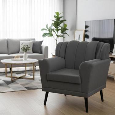 Imagem de Poltrona Ibiza Decorativa Concha Confortável Suede Cinza Sala - Estofa