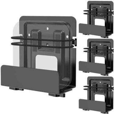 Imagem de Pacote com 4 suportes de caixa de cabos e suporte de modem, suporte de parede ajustável para dispositivos pequenos e amplos, reprodutores de mídia, caixas de cabo, modem, leitores de DVD