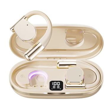 Imagem de Fones de ouvido sem fio Bluetooth 5.4 M111, design de orelha aberta, áudio HD com redução de ruído, alto-falantes de anel de cobre de 16 mm, visor de bateria digital, nude