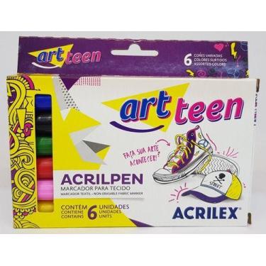 Imagem de Caneta Para Tecido Artteen Acrilex Com 6 Cores Acrilpen