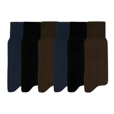 Imagem de Kit 6 Pares De Meia Mash Social Cano Longo Lisa 100% Algodão, Sortido,