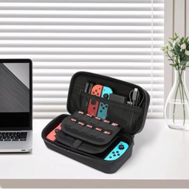 Imagem de Carrying Case Compatible for Nintendo Switch/Switch OLED, with 20 Games Cartridges Protective Hard Shell Travel Carrying Case Pouch for Console Accessories - Black