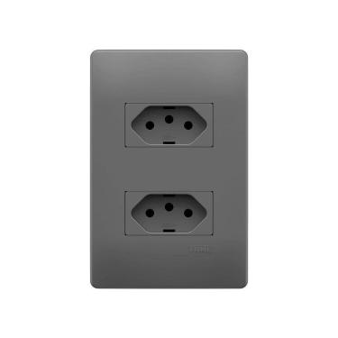 Imagem de Tomada Dupla Fame Habitat Onix 2p+t 20a Com Placa 4x2 Onix