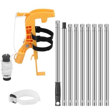 Imagem de Poste de extensão de lata de spray de 3,6 m com adaptador, suporte de pulverizador ajustável de 0-115° para limpeza doméstica e jardinagem externa - Poste telescópico de aço inoxidável para pintura de