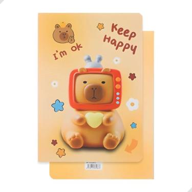 Imagem de Caderno Escolar 25x18cm com Capa Ilustrada Divertida de Capivara | Papel 70g Pautado 32 Folhas | Ideal para Escola, Anotações e Estudos | Material Escolar, Papelaria Fofa Criativa (Capivara TV)
