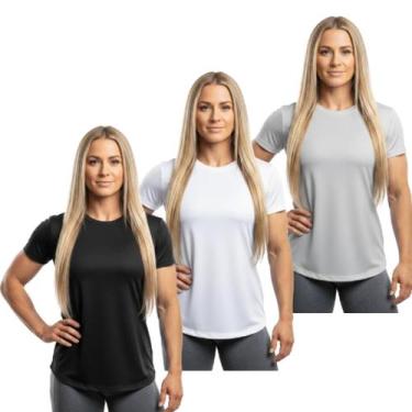 Imagem de Kit 3 Camisetas Femininas Manga Curta Dry Proteção UV Fit Trendixx  Le