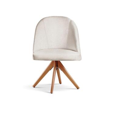 Imagem de Poltrona Lua Base Giratória De Madeira linho Nude 100