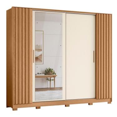 Imagem de Guarda Roupa Casal Jacarandá 4 Portas Flex Freijó-off White Com 4 Espelhos - Móveis Albatroz Freijó-off White