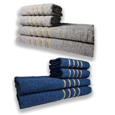 Imagem de 2 Jogos De 4 Toalhas 4 Banho 4 Rosto Montreal 100% Algod?o Cz+az