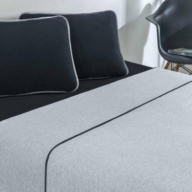 Imagem de Jogo De Cama Malha Lençol 100% Algodão Urbano 4 Peças Casal - Preto-mescla.