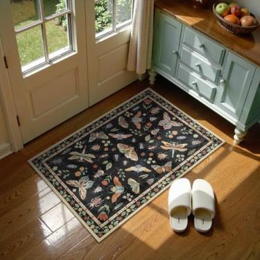Imagem de Lahome Tapete Lavável Contra Insetos, Tapetes De Cozinha 2X3 Para Entrada Banheiro, Capacho Macio Ultrafino Interna, Pequeno Antiderrapante Quarto, Preto