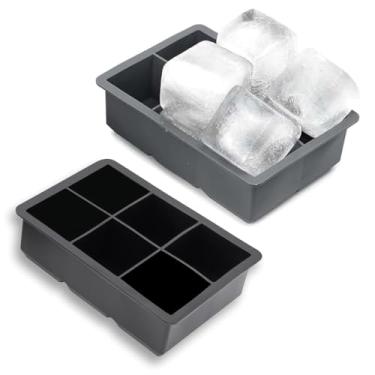 Imagem de Forma De Gelo Silicone Cubo Grande 6 Cubos Drink Whisky Top Flexível E Resistente