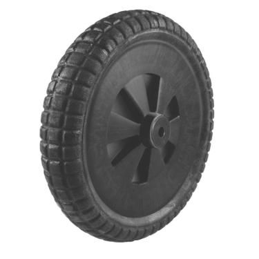 Imagem de Pneu Maciço De Pvc Expandido, ø 320 Mm X 65 Mm E Roda Plástica Para Carrinho De Mão Com B