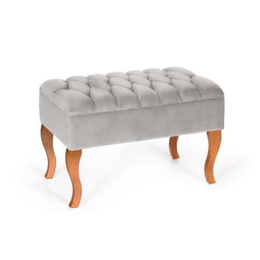Imagem de Puff Banqueta Soffia Decorativo Captonado Para Sala Ou Quarto Cinza Claro