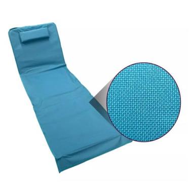 Imagem de Espreguiçadeira de Praia, Piscina, Cama Reclinável C/ Bolsa Azul - Têx