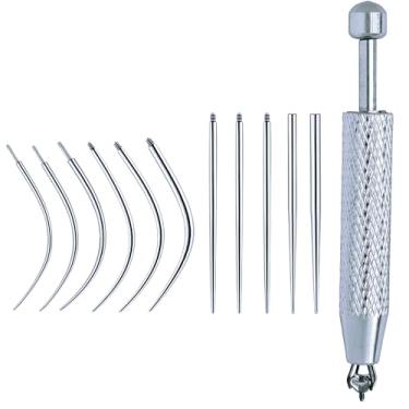 Imagem de TKWXE Kit de ferramentas de piercing afunilado e curvado para piercing 14G 16G 18G e 20G Ferramentas de inserção afunilada para piercing de costas planas internas, externas, sem rosca