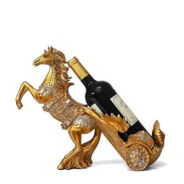 Imagem de Prateleiras de vinho sala de estar armário de vinho prateleiras de vinho mostrar artesanato cavalo acessórios criativos para casa suporte de garrafa de vinho elegante estilo francês rack de vinho (cor