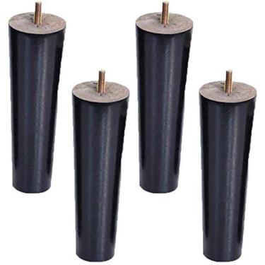 Imagem de LUOFDCLDDD Pernas de móveis, pernas de mesa de madeira maciça de substituição cônica pernas para sofá cama armário cadeira sofá pés de madeira M6 fio, preto, 4 peças/cone reto/10 cm
