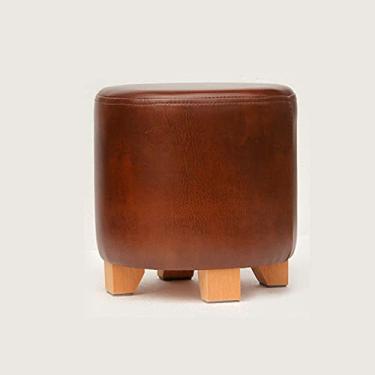 Imagem de SENNIAN Banqueta redonda para pés banquinho de madeira para pés para quarto banquinho para sala de estar banco de penteadeira, marrom - 29 x 29 x 30 cm